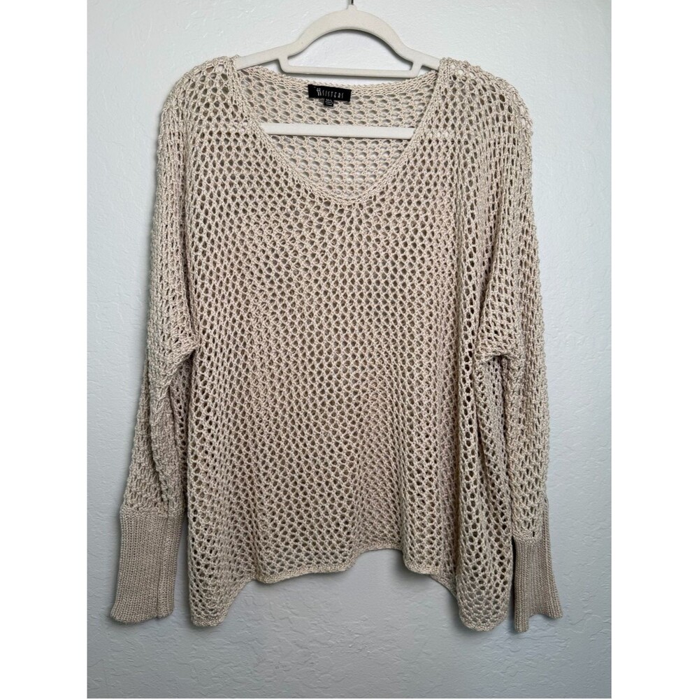 Two Sisters Cream Open Knit Relaxed Sweater Size M/L Slouchy Beach Cover-up - Picture 2 of 10